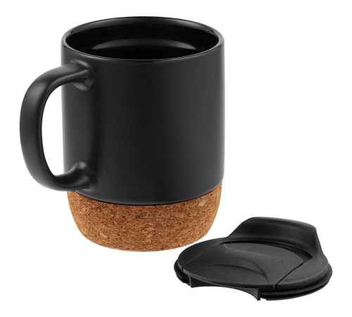 Кружка с пробковой подставкой Corky Walk, черная