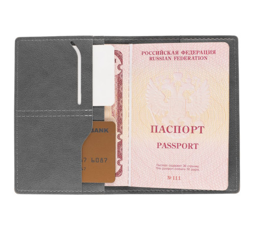 Обложка для паспорта Petrus, серая