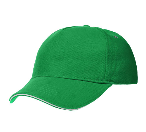 Бейсболка Classic, ярко-зеленая с белым кантом