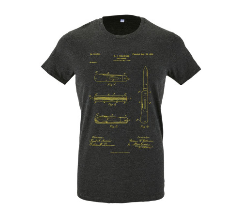 Футболка приталенная Old Patents. Knife, черный меланж