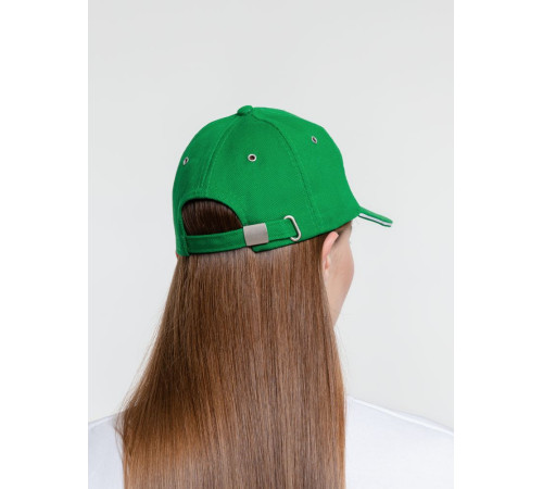 Бейсболка Classic, ярко-зеленая с белым кантом