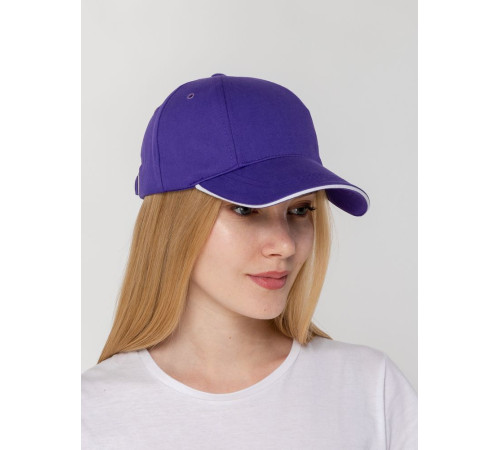 Бейсболка Canopy, фиолетовая с белым кантом