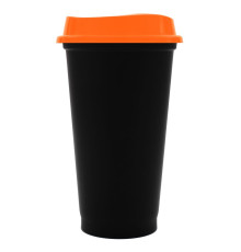 Стакан с крышкой Color Cap Black, черный с оранжевым