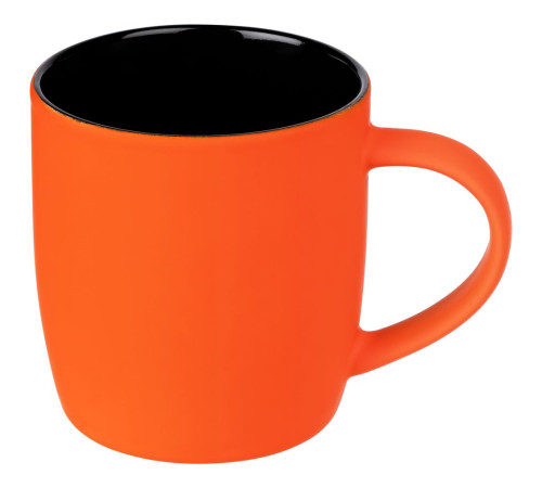 Кружка Surprise Touch Black с покрытием софт-тач, оранжевая