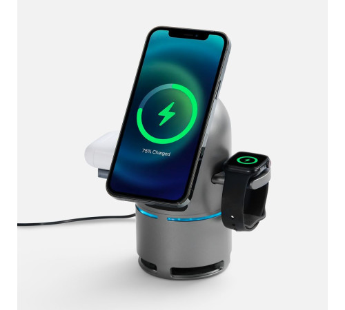 Bluetooth-колонка с беспроводной зарядкой Droid, серая