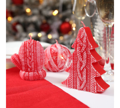 Свеча Kniteam, елка, красная