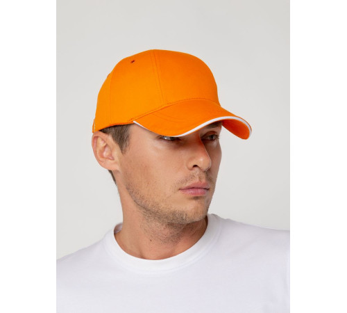 Бейсболка Canopy, оранжевая с белым кантом