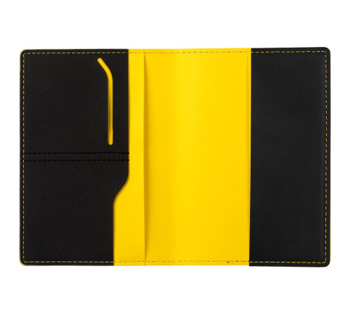 Обложка для паспорта Multimo, черная с желтым