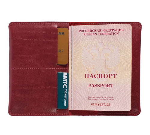 Обложка для паспорта Apache, ver.2, темно-красная