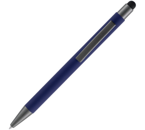 Ручка шариковая Atento Soft Touch со стилусом, темно-синяя