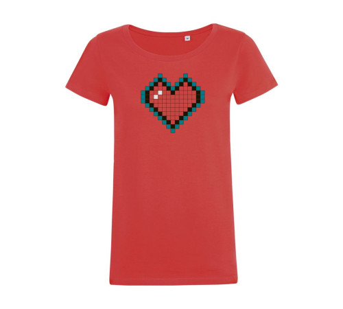 Футболка женская Pixel Heart, красная