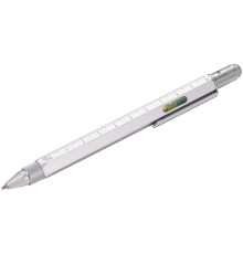 Ручка шариковая Construction, мультиинструмент, серебристая