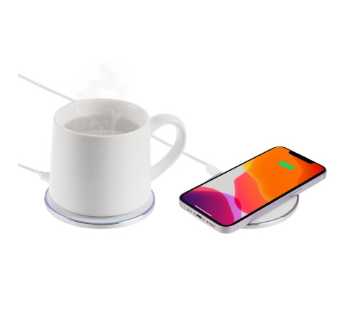 Кружка с подогревом и беспроводной зарядкой Dual Base ver. 2.0 Matt, белая