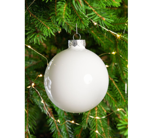 Елочный шар Finery Gloss, 10 см, глянцевый белый